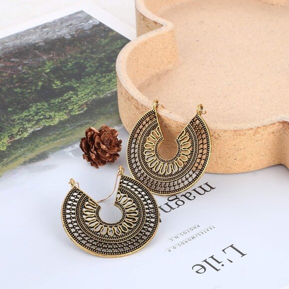 6 Pairs Vintage Bohemian Drop Dangle Earrings Boho National Style Hollow Petal H - Picture 4 of 7